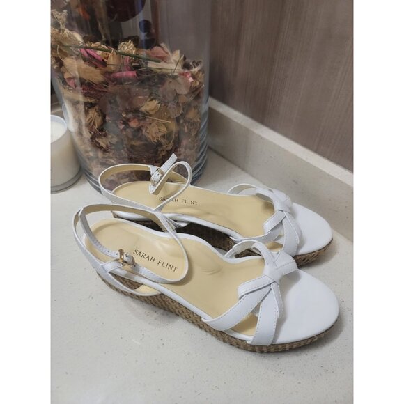 Sarah Flint Mirjana Wedge 50. White Calf Leather Raffia SF570WR Size 41/ US 10 - Picture 4 of 9